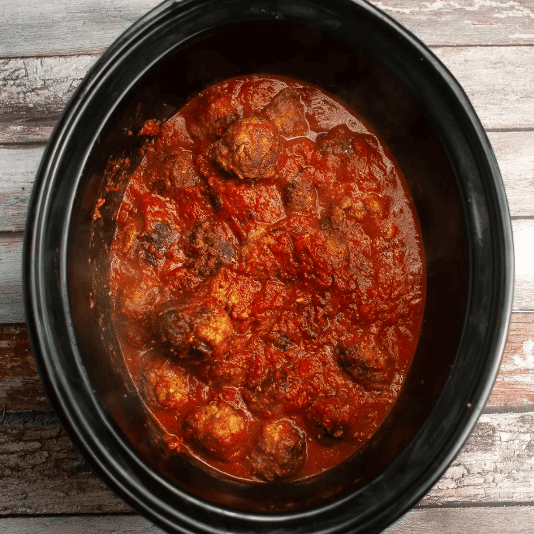 cooked meatballs in sauce