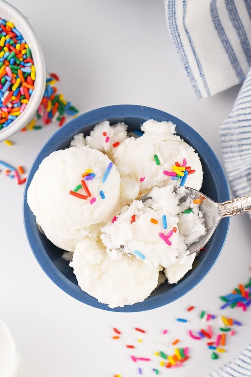 bowl of snow ice cream with sprinkles