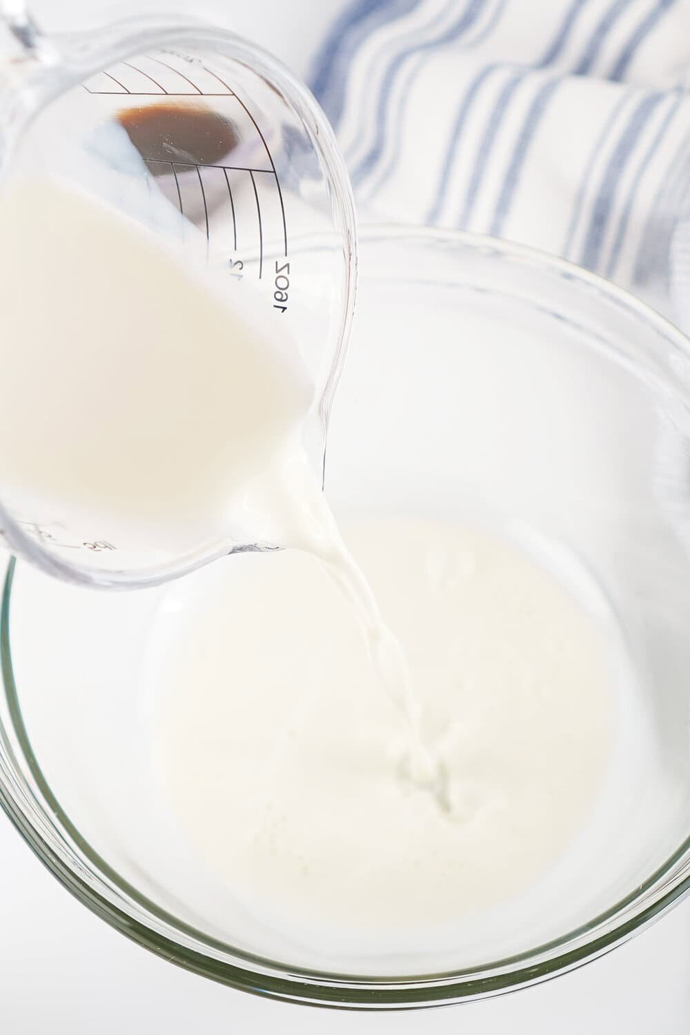 pouring milk in bowl