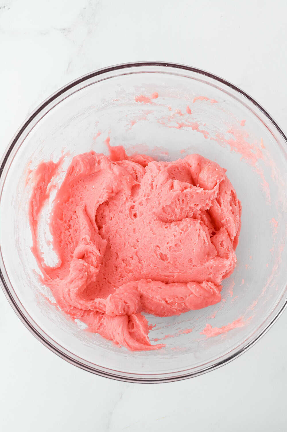 strawberry blondies batter in a mixing bowl