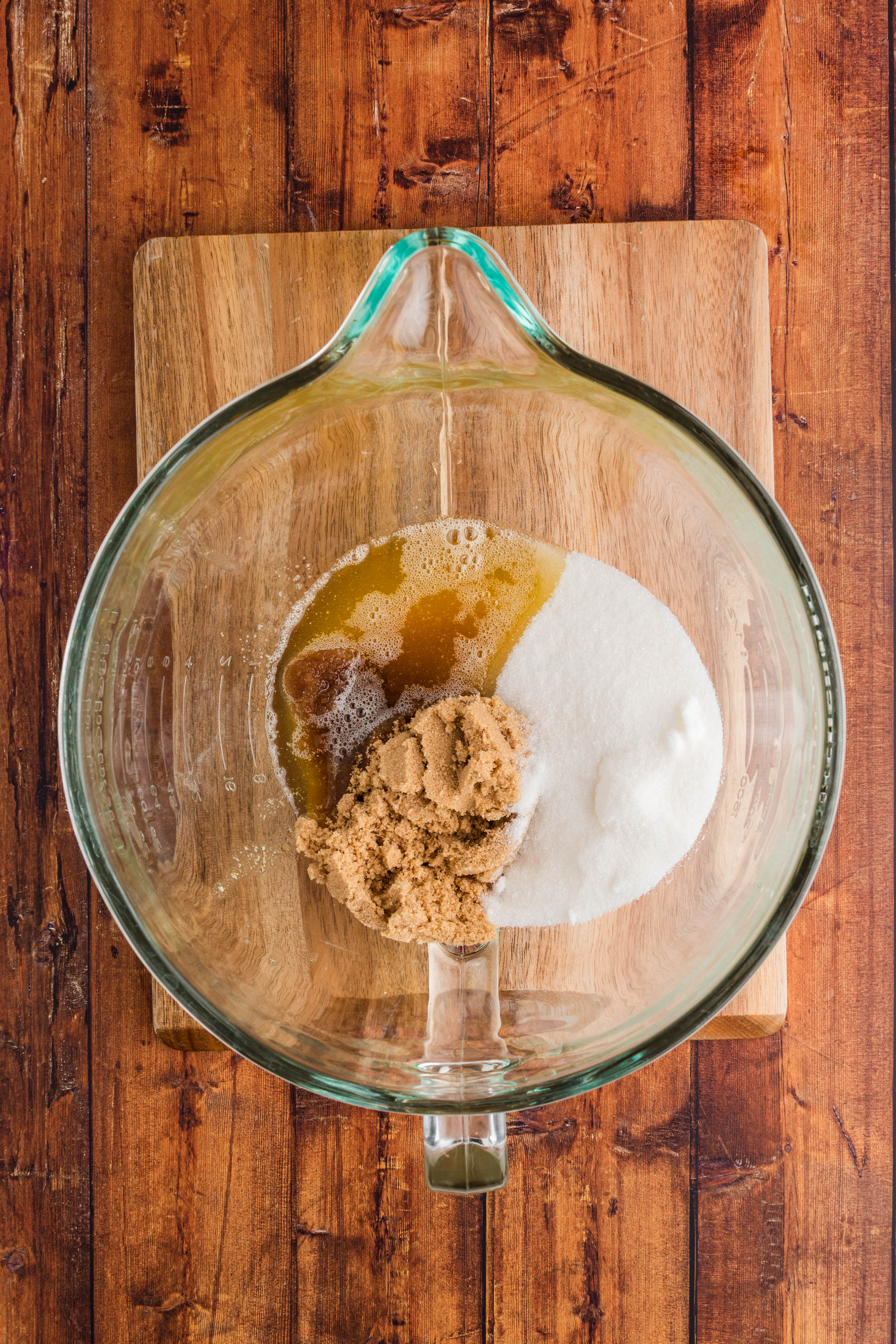 sugars added to browned butter in stand mixer bowl