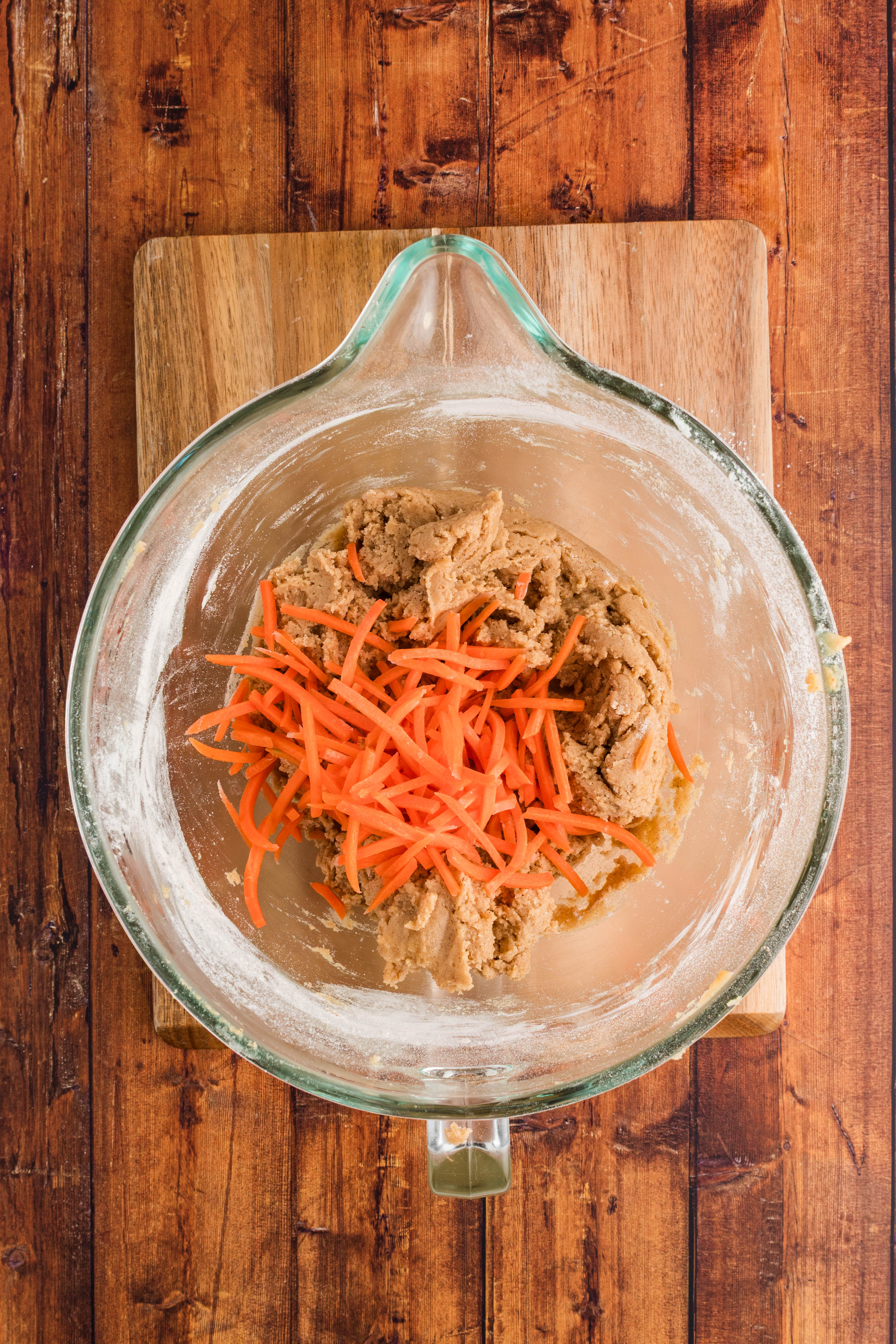 fresh carrots added to carrot cake cookie batter