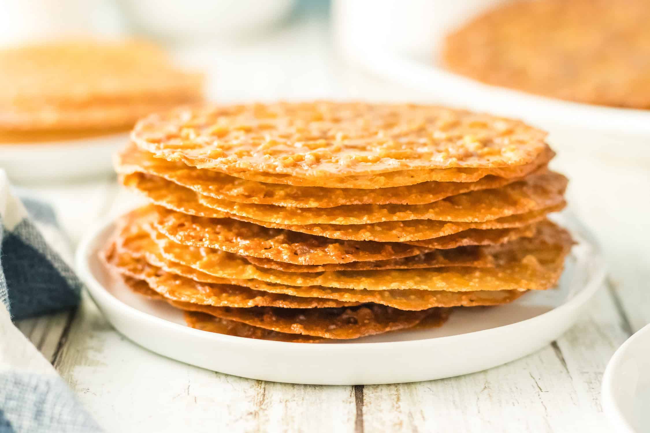 delicate lace cookies stacked up