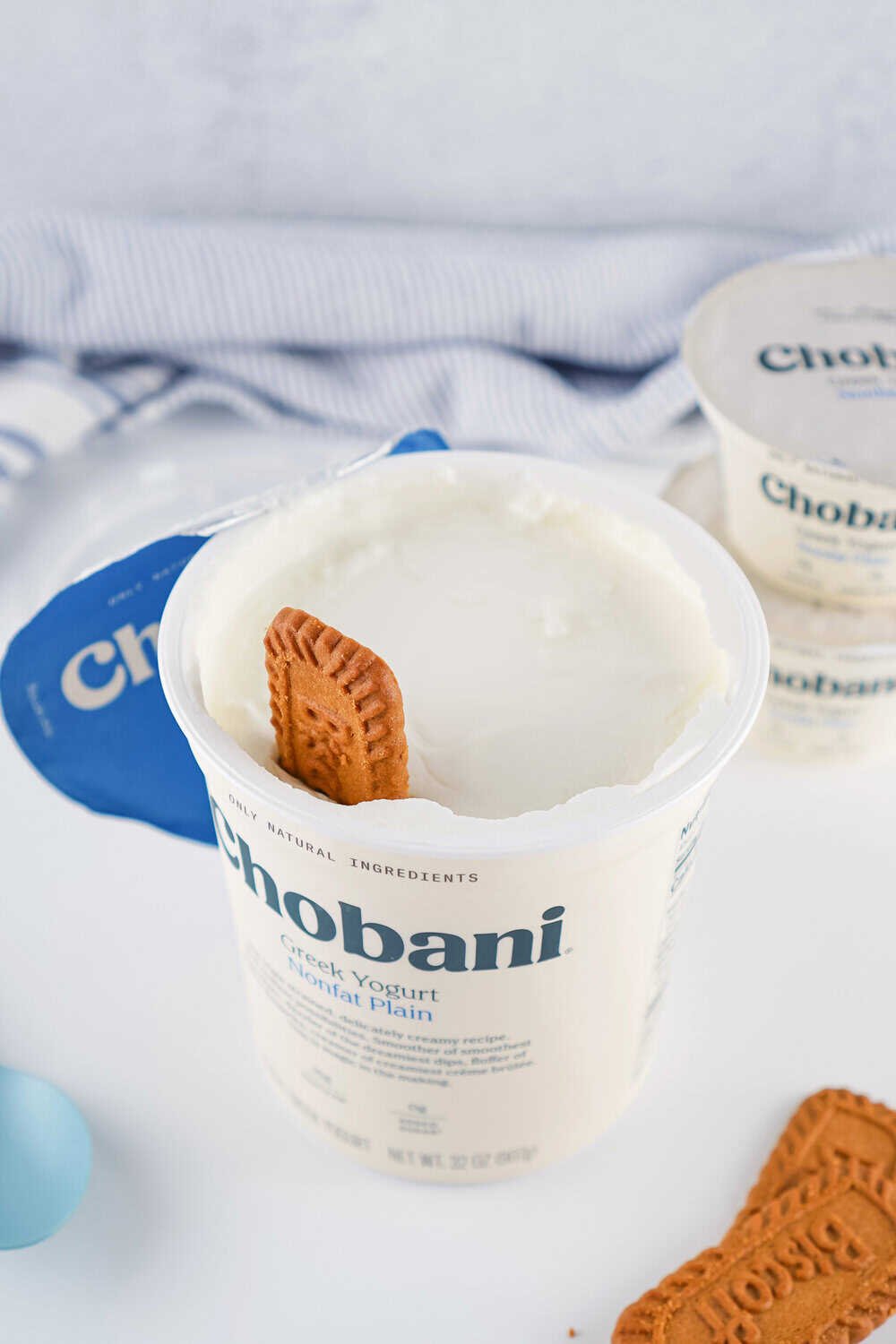 adding a cookie into greek yogurt