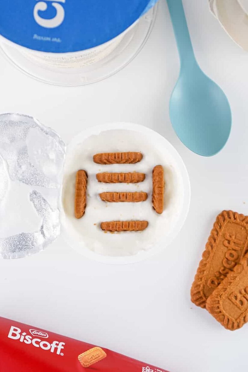 cookies in small cup of greek yogurt