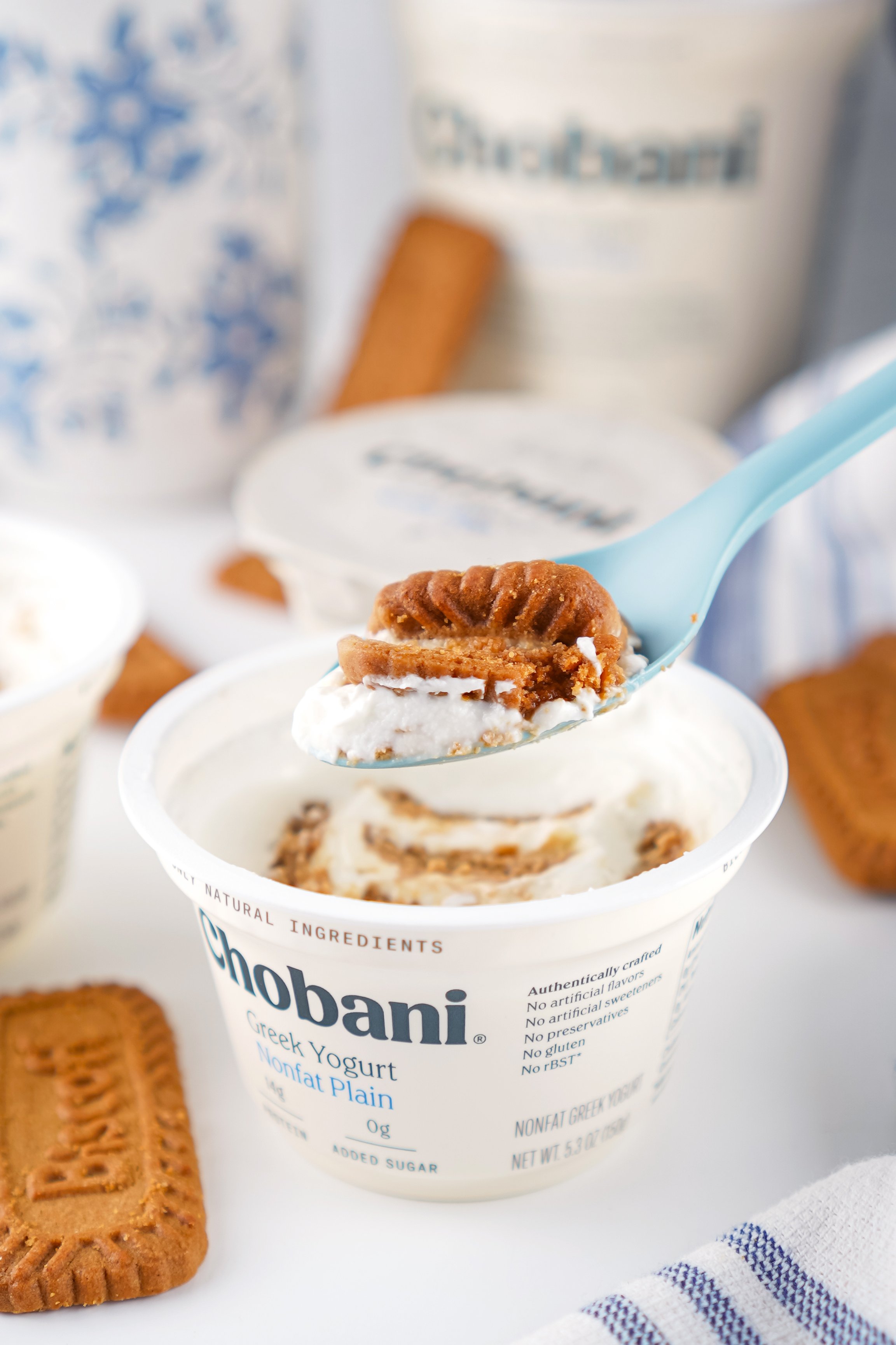 a bite of viral biscoff cheesecake on a spoon