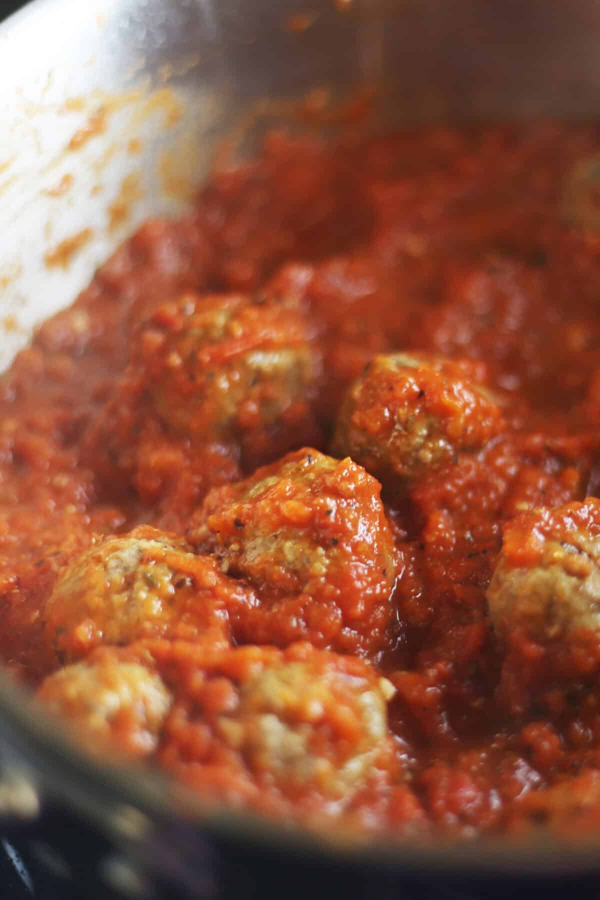 meatballs in homemade marinara sauce