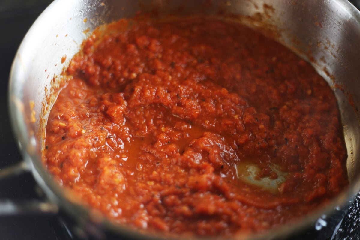 marinara sauce in a skillet