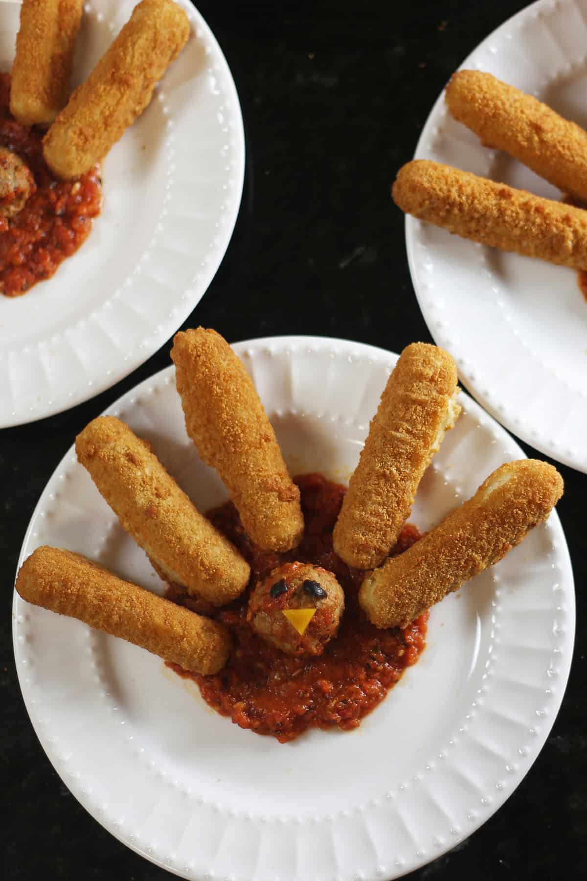 turkey appetizers for kids made from mozzarella sticks
