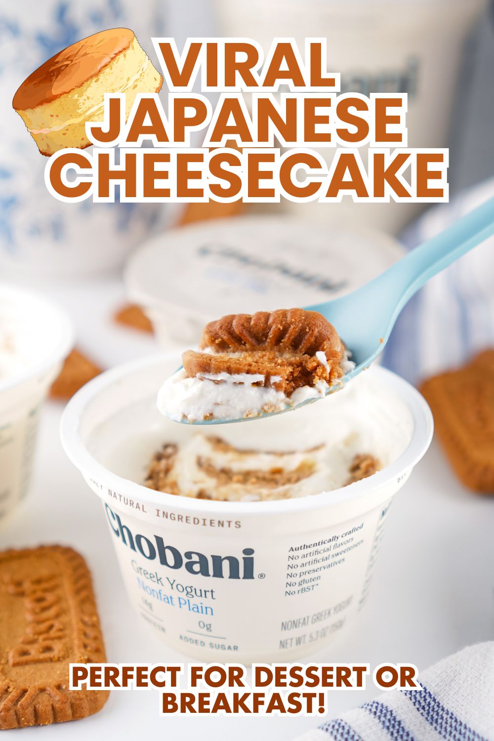 VIRAL JAPANESE CHEESECAKE WITH BISCOFF COOKIES AND GREEK YOGURT