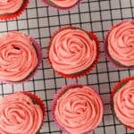 strawberry buttercream on cupcakes
