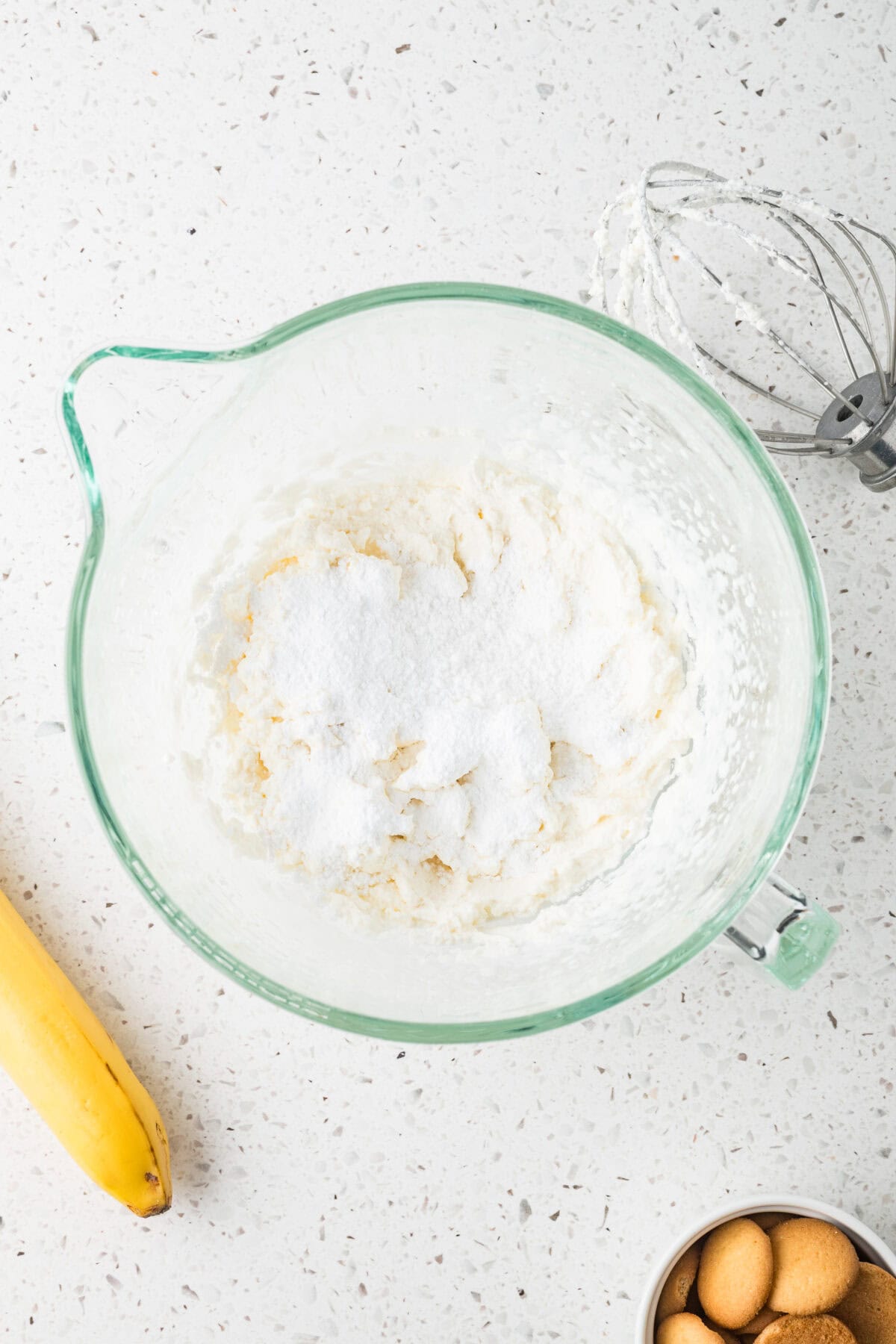 powdered sugar added to whipped cream