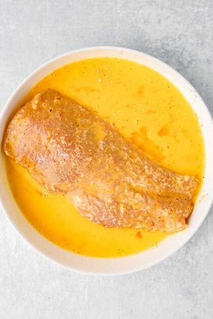 breaded chicken in egg wash