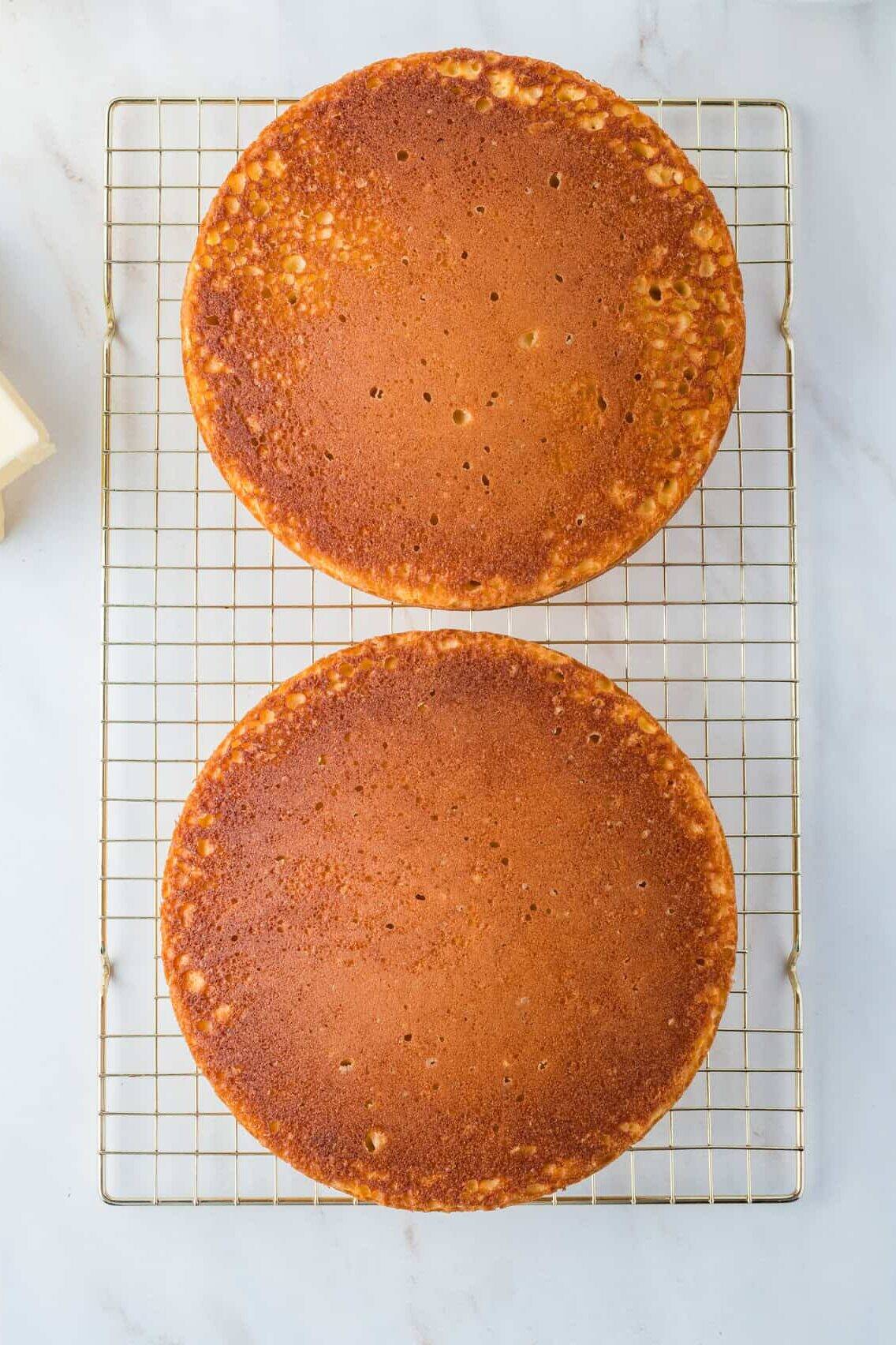 cakes cooling on a wire rack