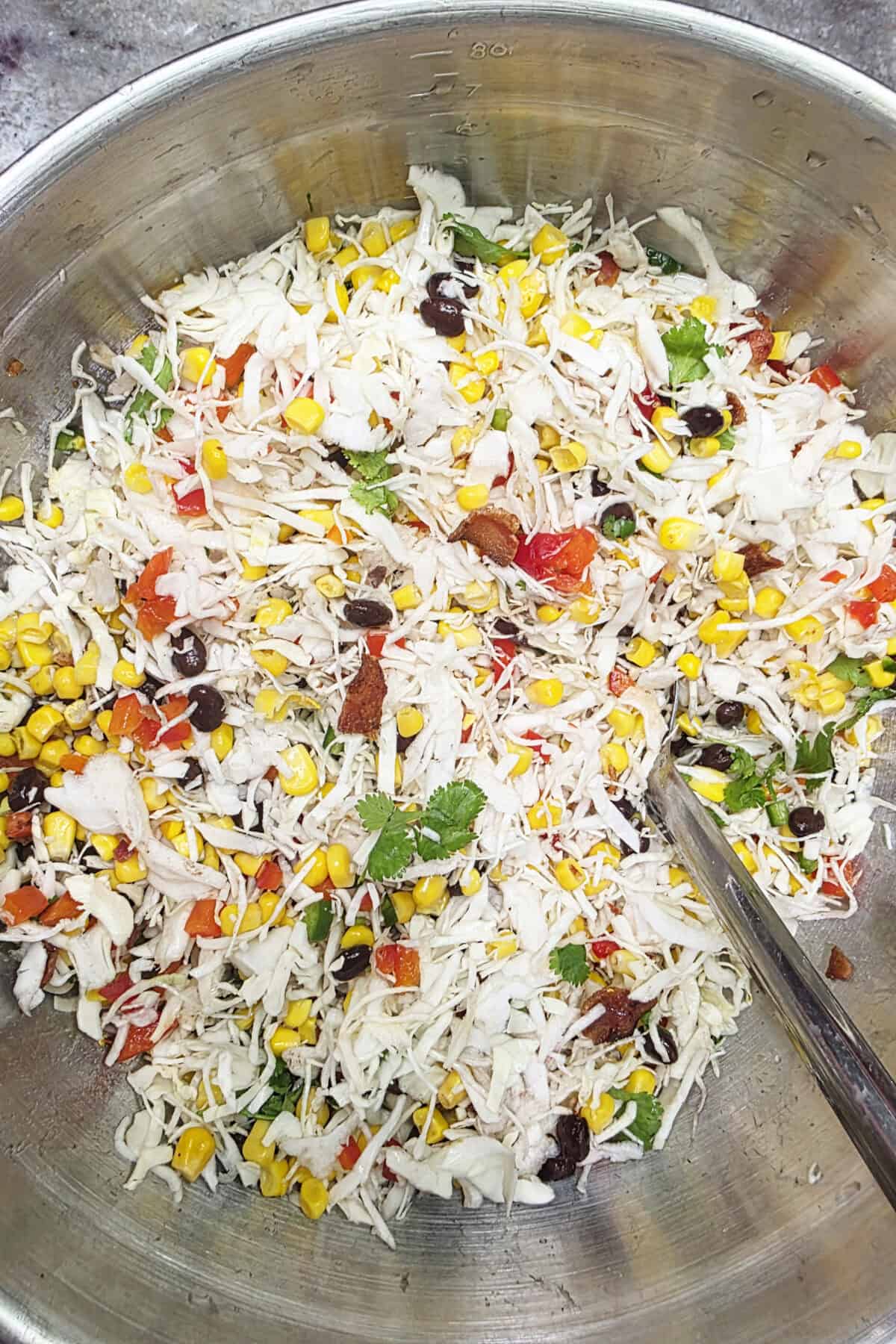 mixed up ingredients for cowboy cabbage