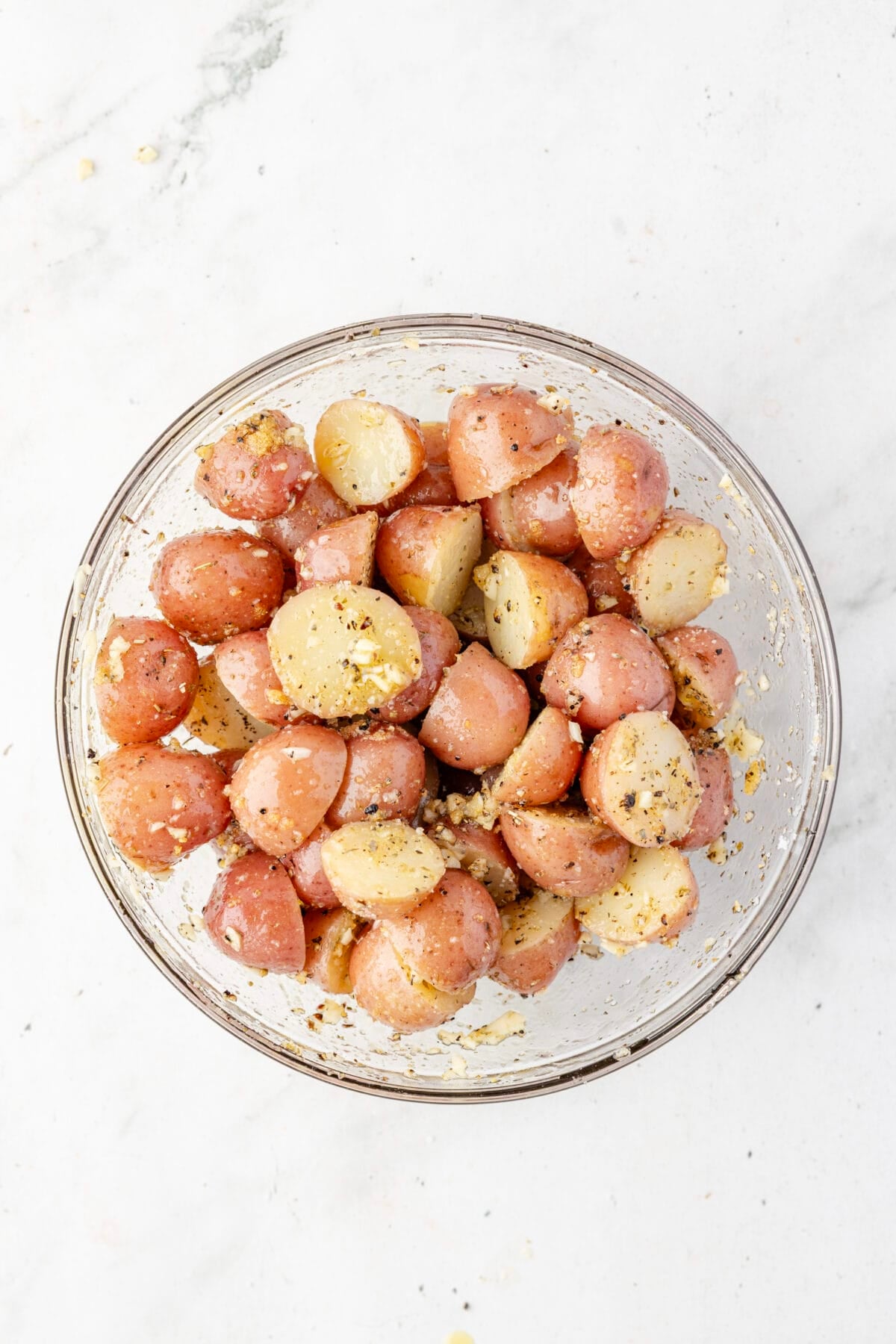 baby red potatoes tossed with oil and seasonings