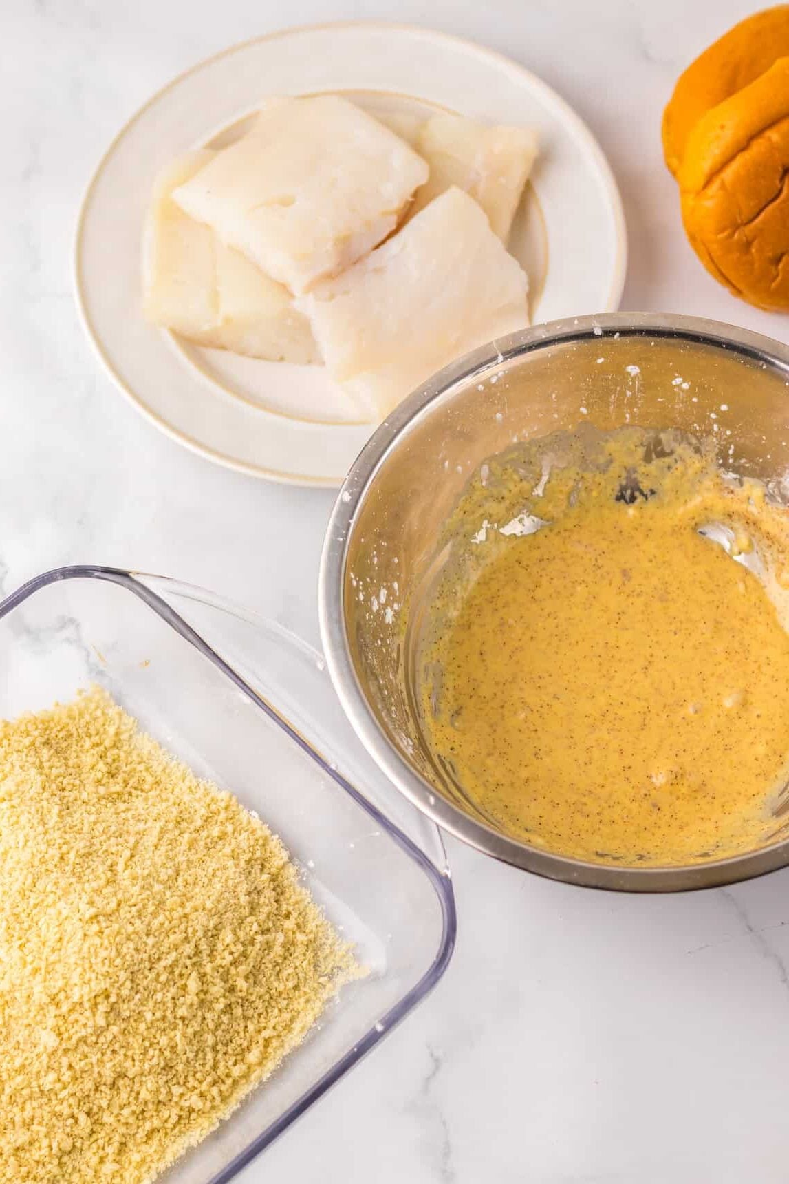 batter and fish for fried fish sandwiches