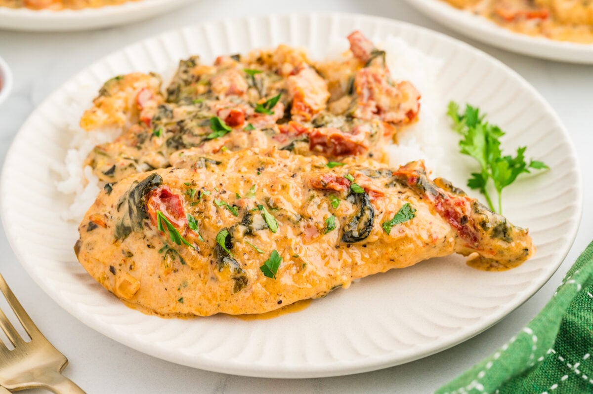 creamy tuscan chicken with rice