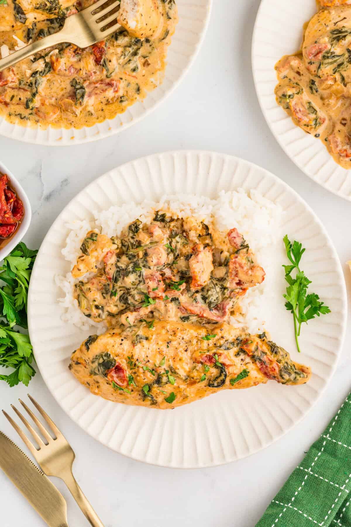 creamy tuscan chicken with rice