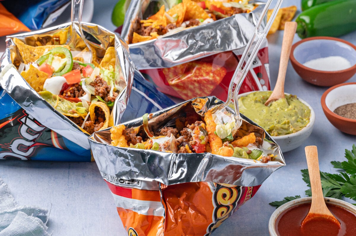 walking tacos made with Doritos