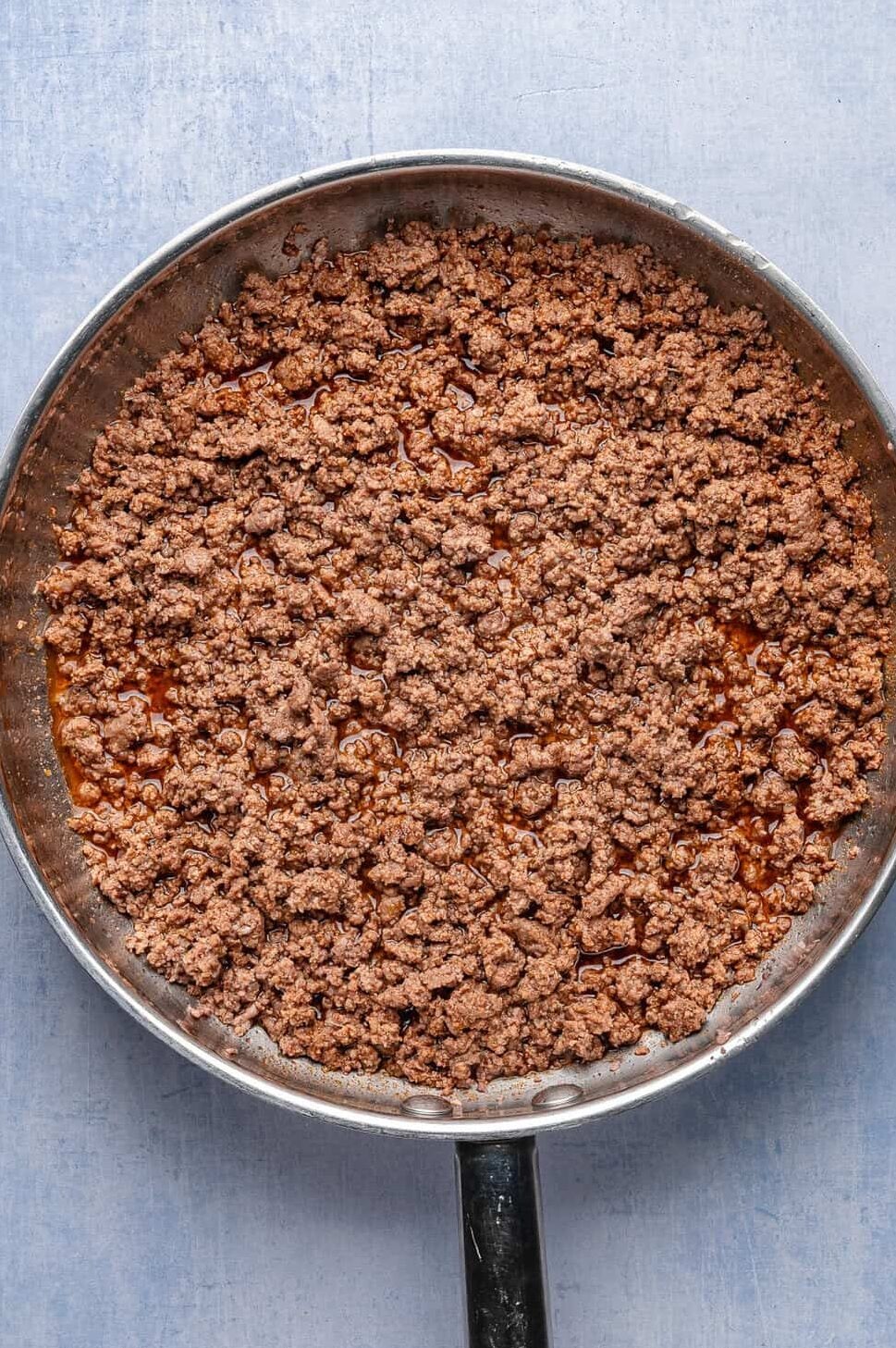 cooked taco meat in a skillet