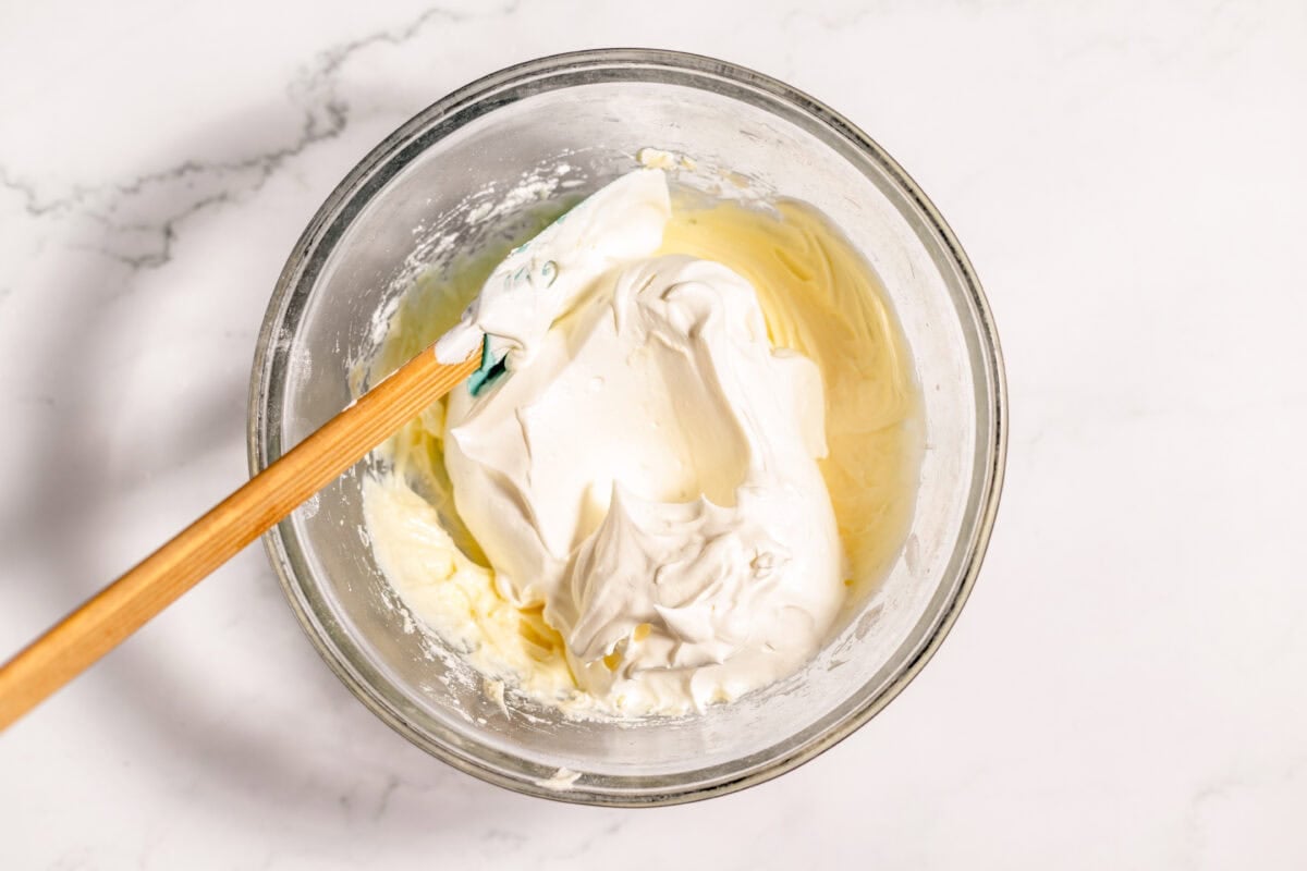 cream cheese mixture and whipped cream