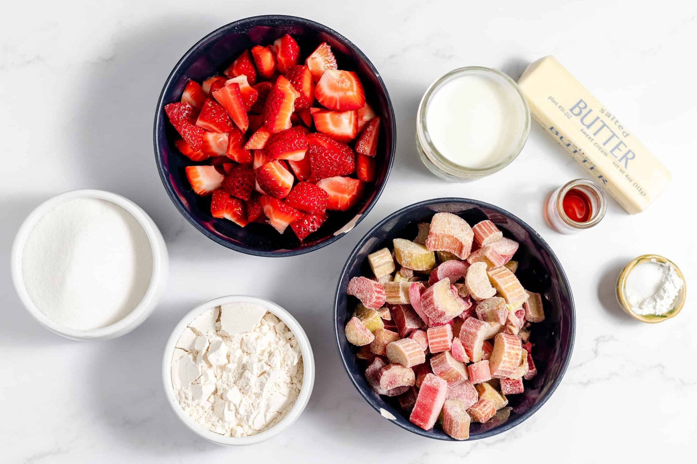 ingredients for strawberry rhubarb pie