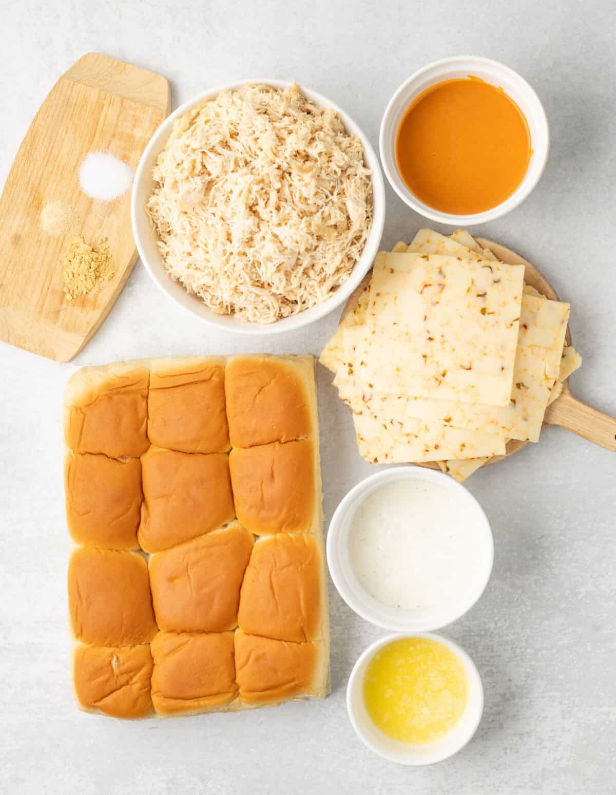 ingredients for buffalo chicken sliders