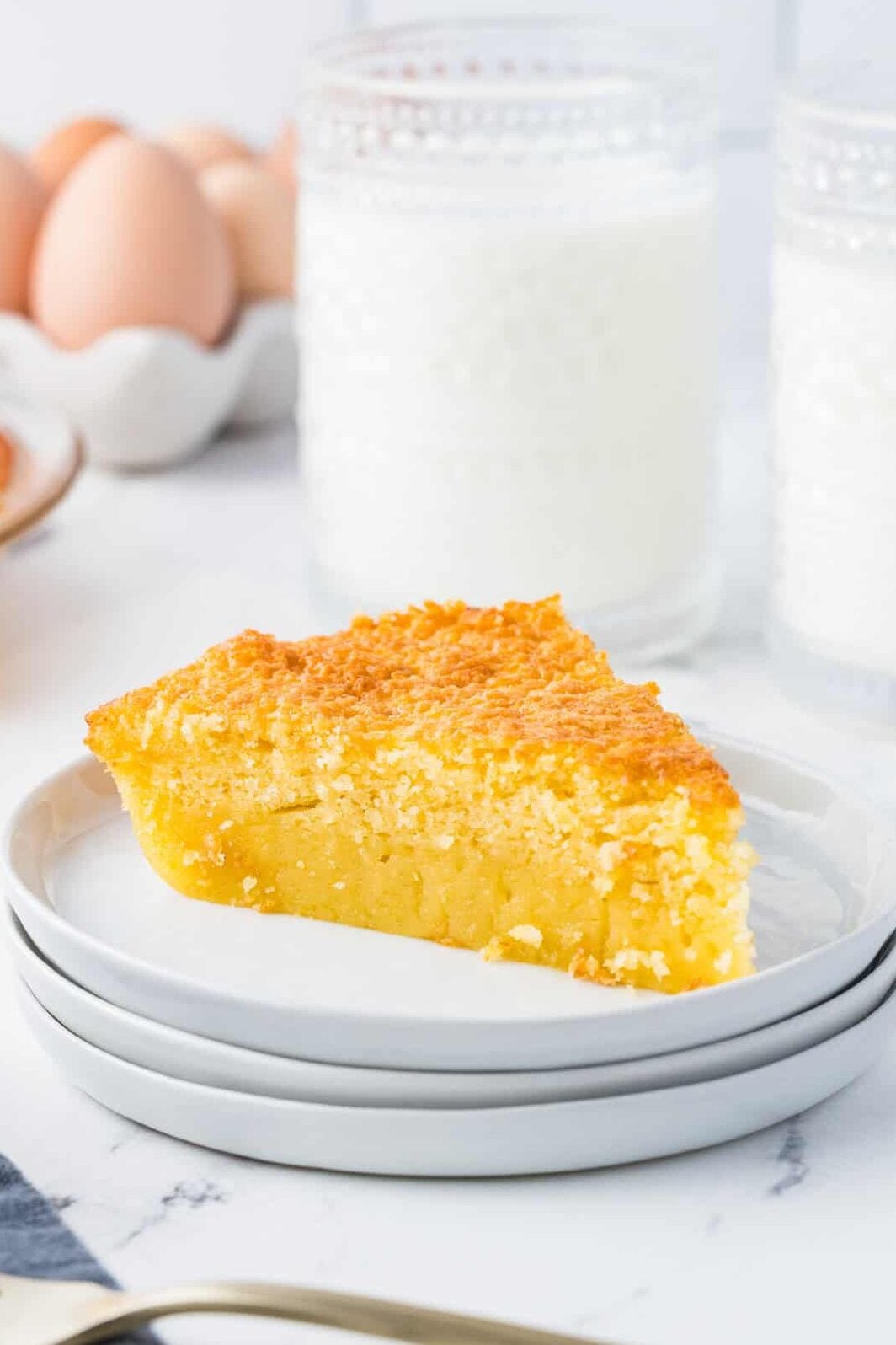 buttermilk pie slice on a plate