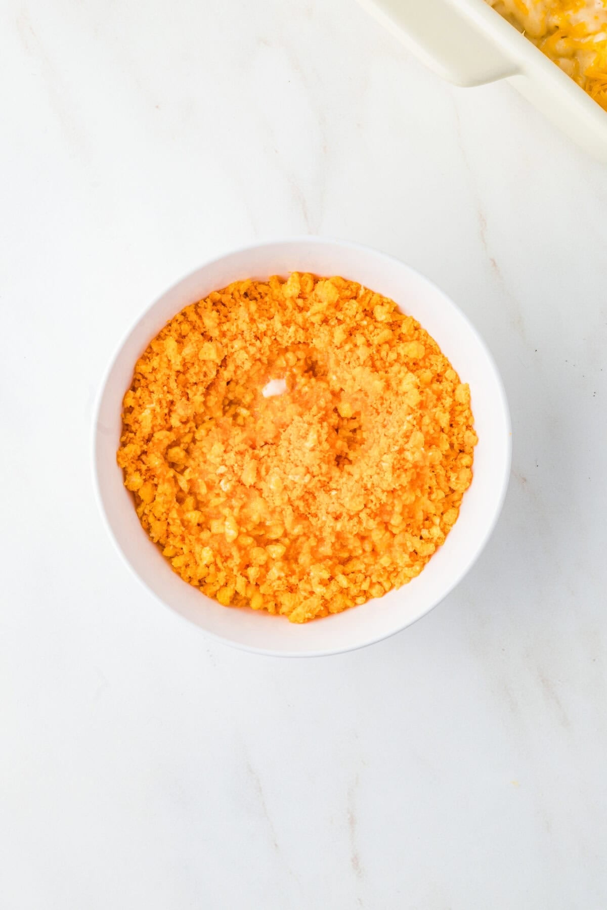crushed cheetos in a bowl