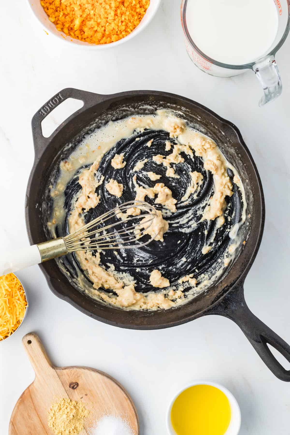 browned flour in a skillet