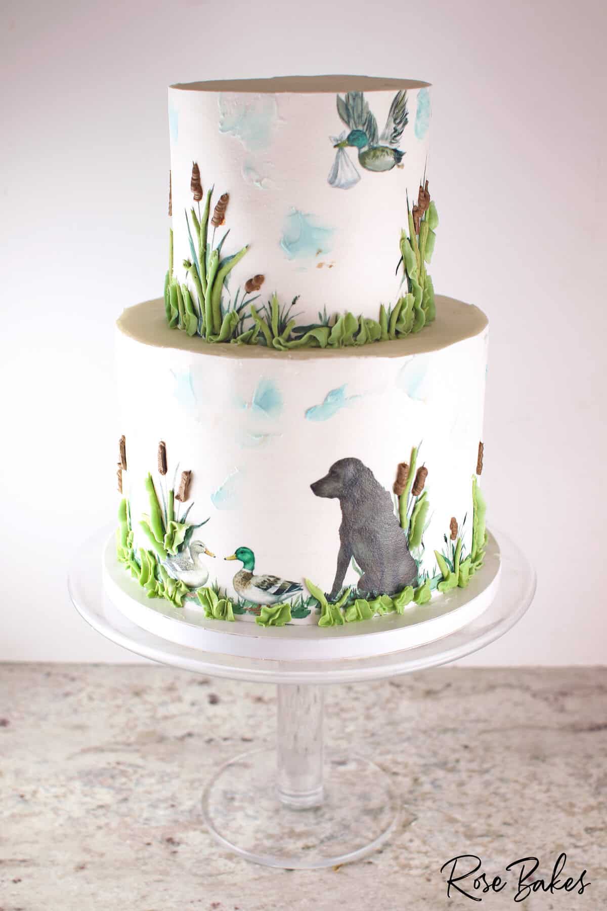 duck hunting themed baby shower cake