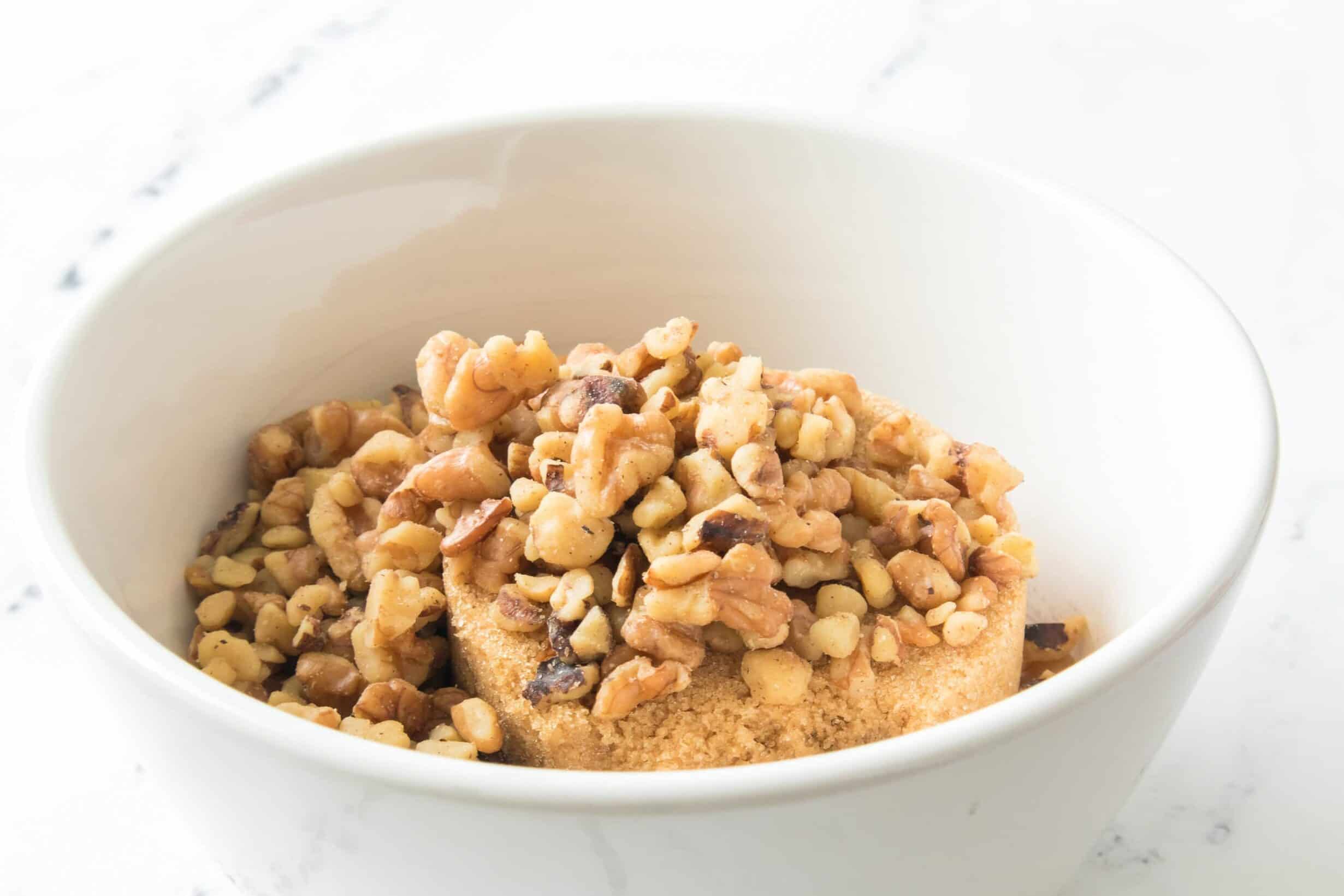 brown sugar and walnuts in a small bowl