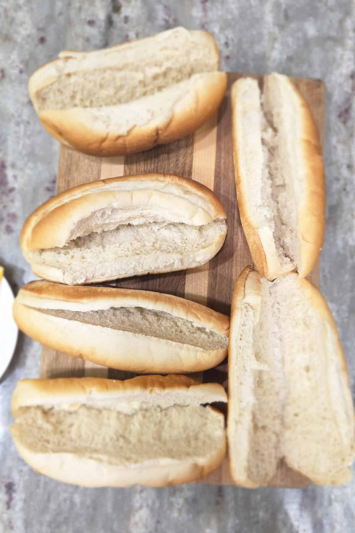 sub rolls split open