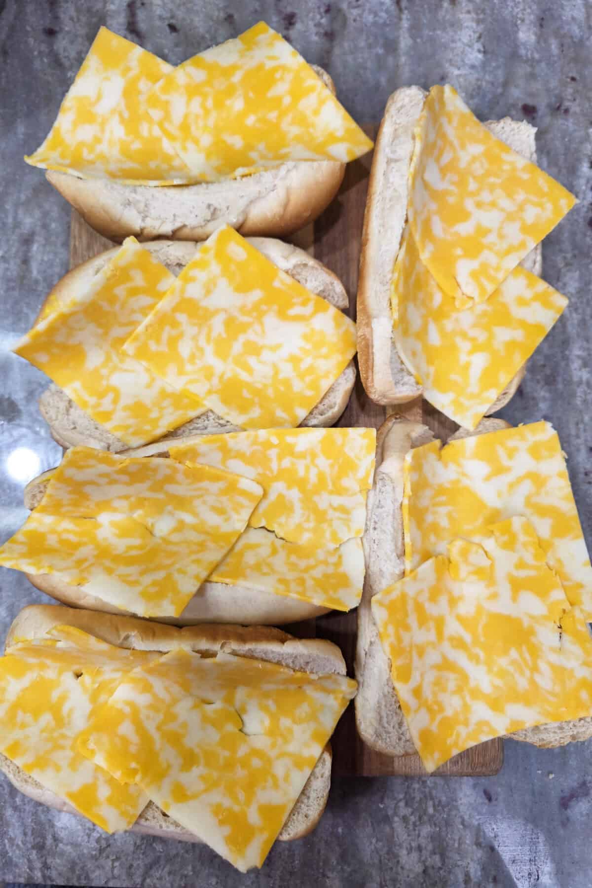 cheese slices on sub roll