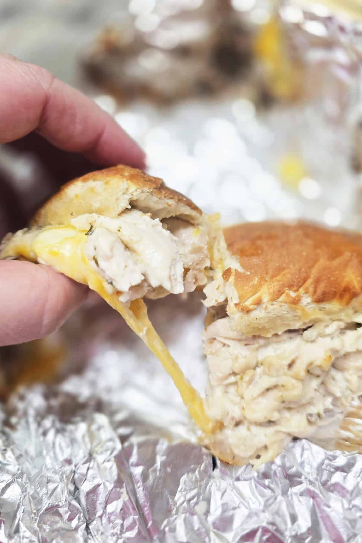 rotisserie chicken sandwiches with melty cheese