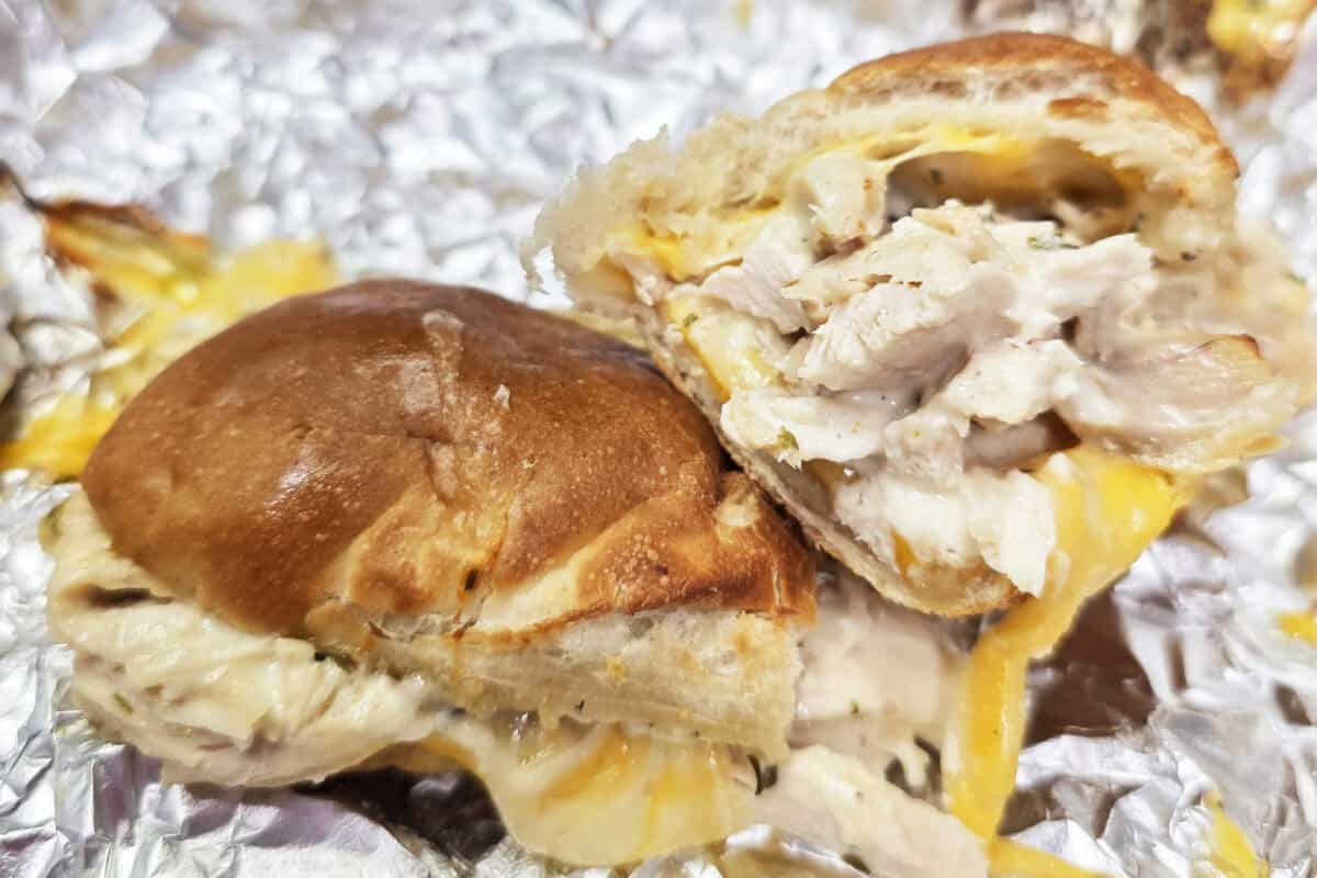 Rotisserie Chicken Sandwich  cut in half