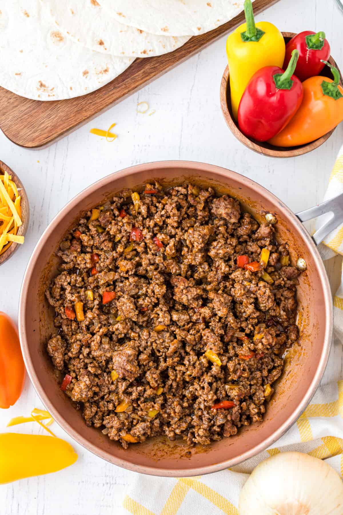 taco meat in a skillet