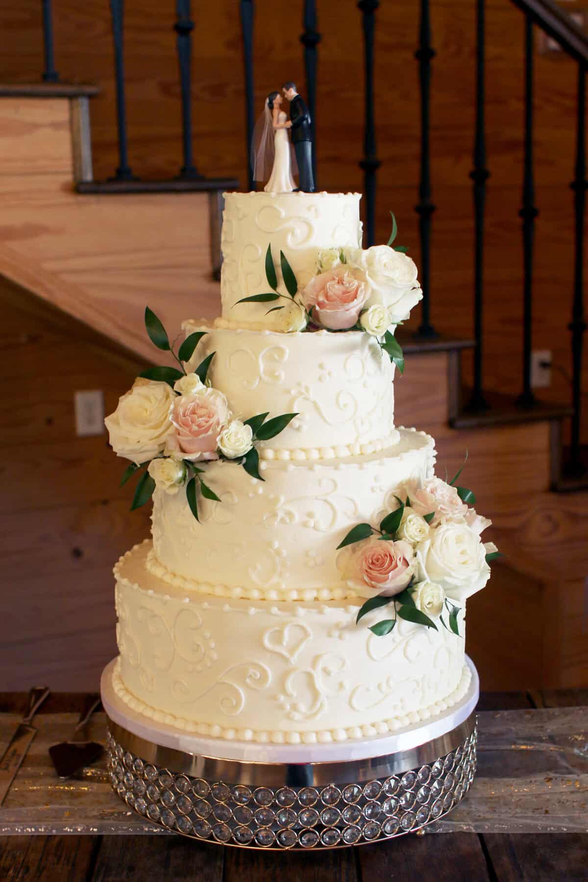 vintage scrollwork wedding cake