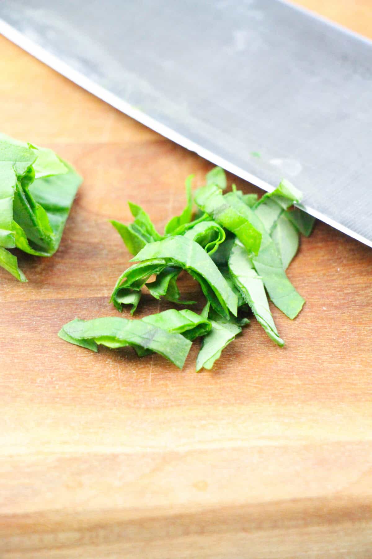basil leaves cut into strips
