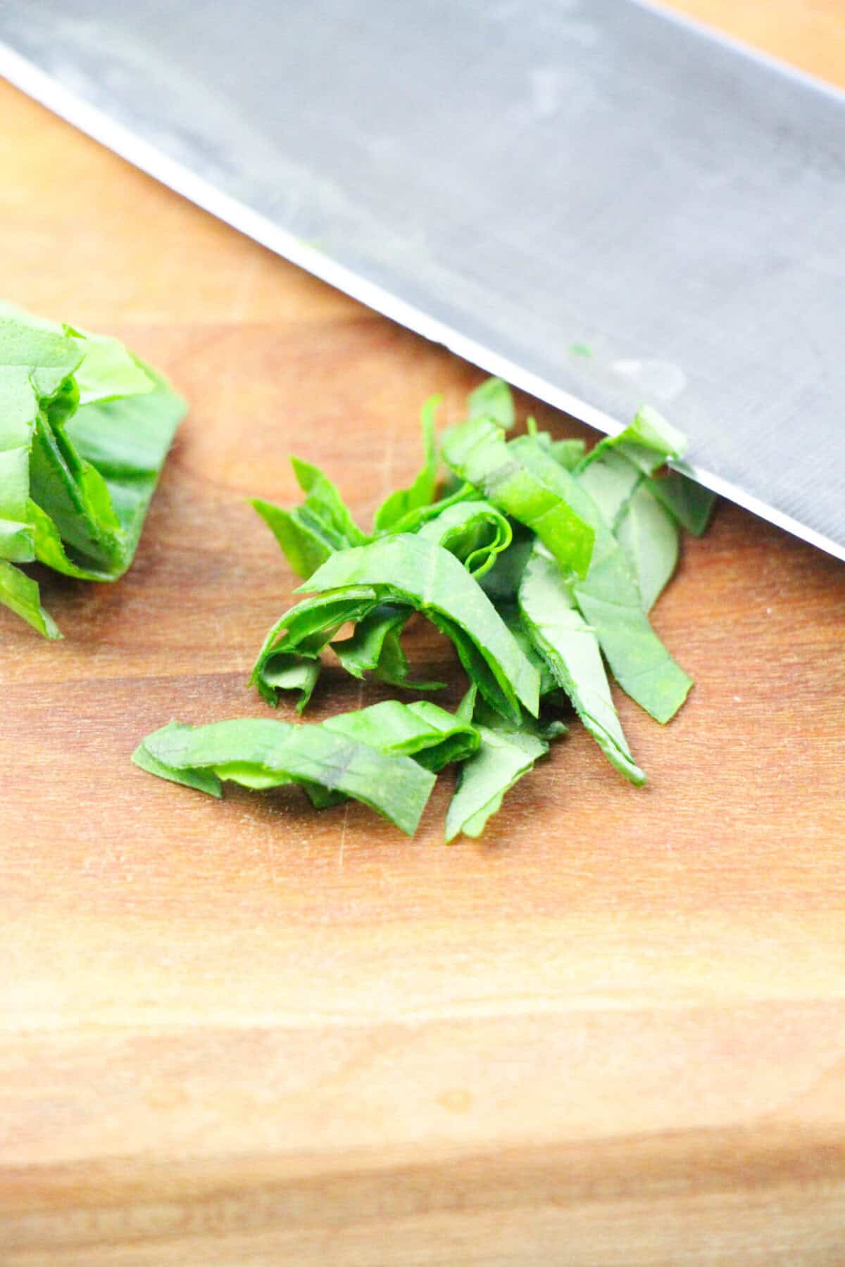 basil leaves cut into strips