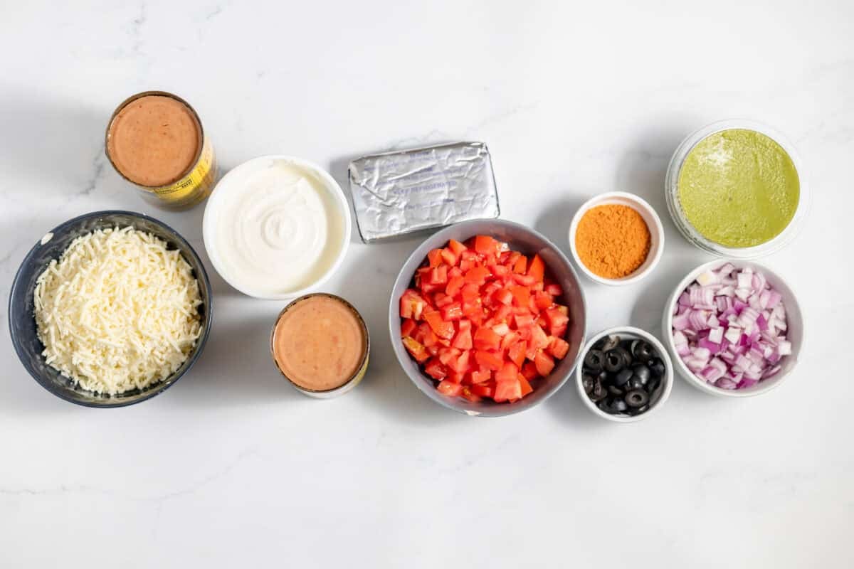 ingredients for 7-layer dip
