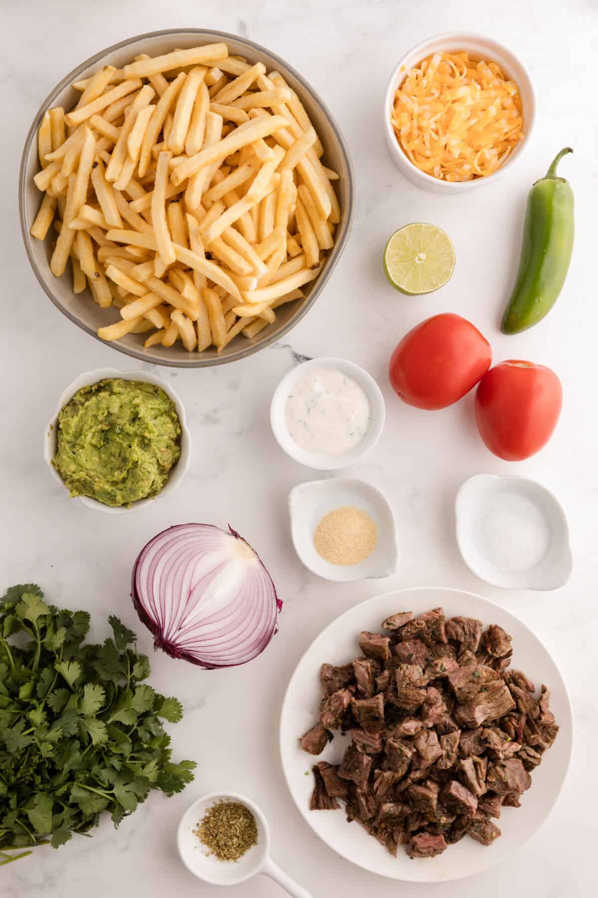 ingredients for carne asada fries