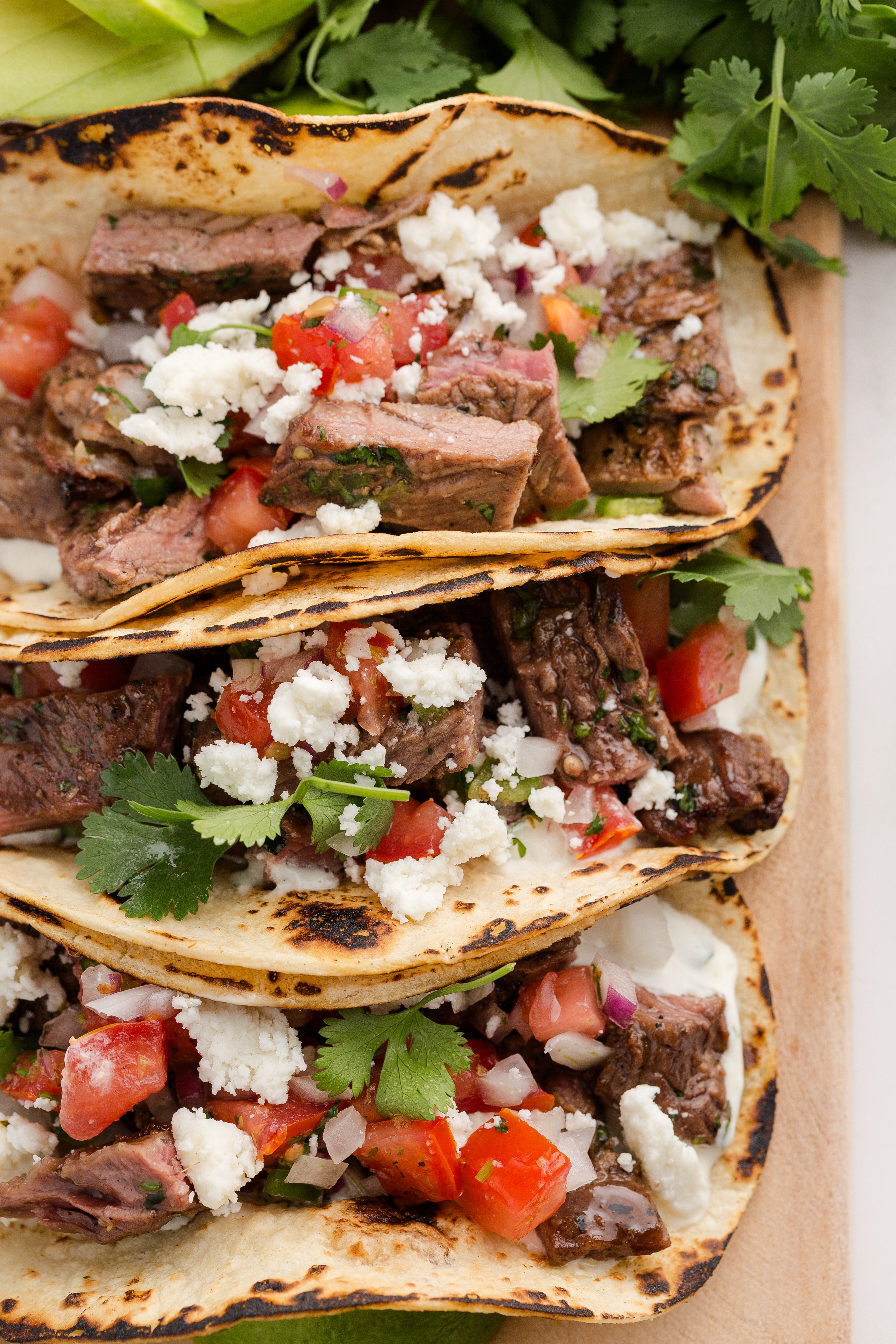 carne asada tacos with pico de gallo