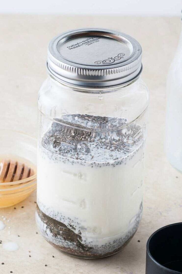 shaken up chia seed pudding