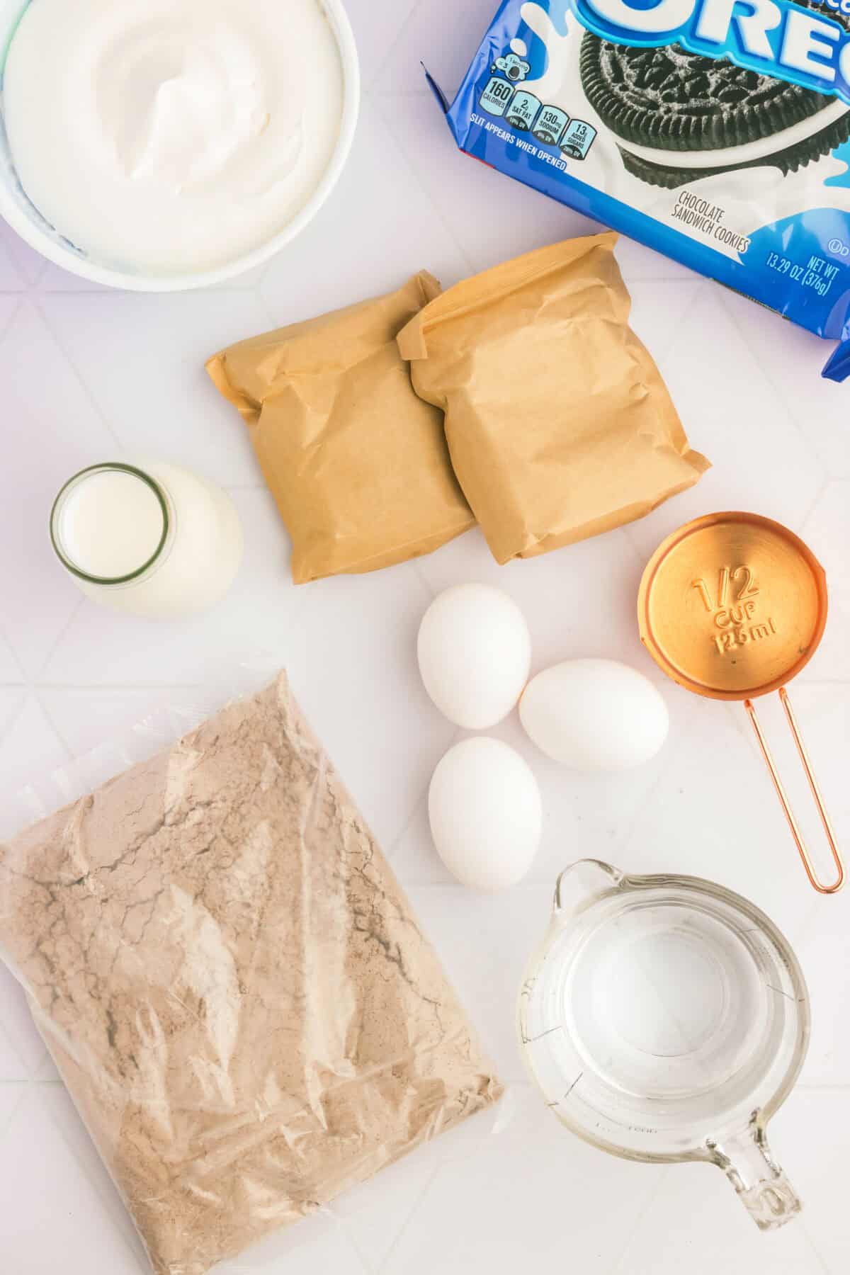 ingredients for oreo poke cake