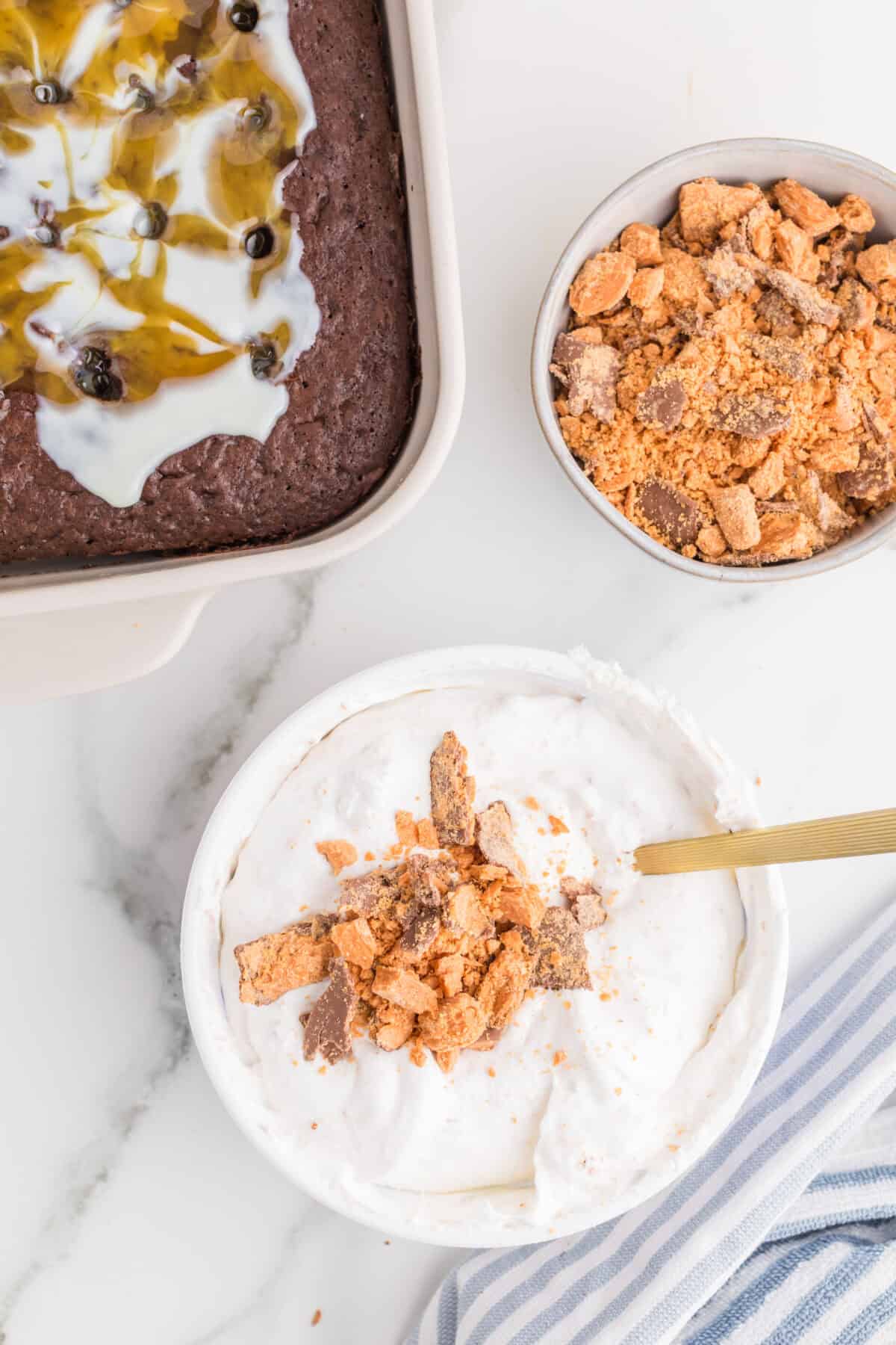chopped butterfinger mixed into whipped cream