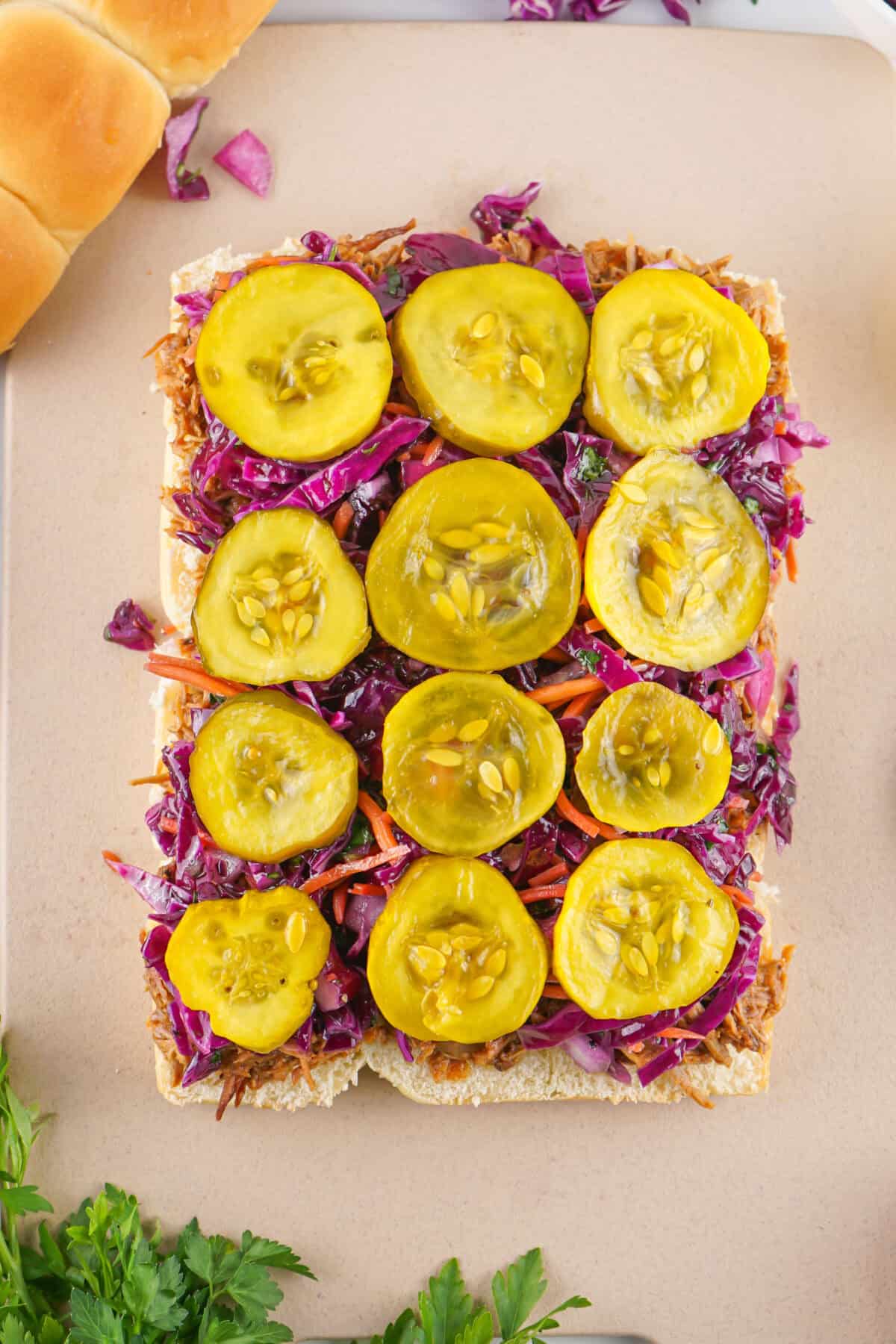 pickles put on top of slaw