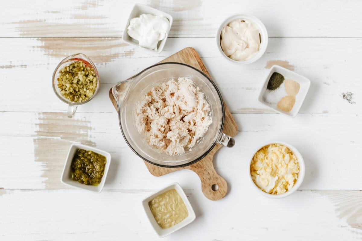 ingredients for dill pickle chicken salad