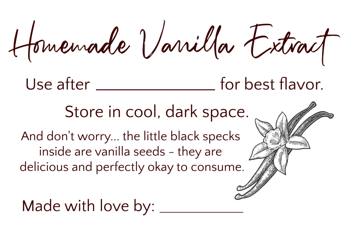 printable card for vanilla extract